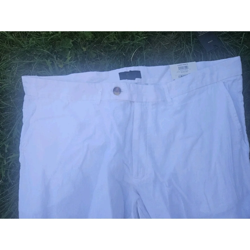 NWT Club Room Luxury 100% Linen Pants Straight Leg MensPure White  Button 38x30